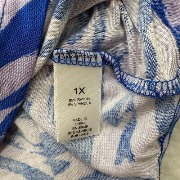 LOGO Layers Mixed Animal Print Tank Top Tunic Color Block Blue Pink Plus Size 1X - Picture 6 of 9